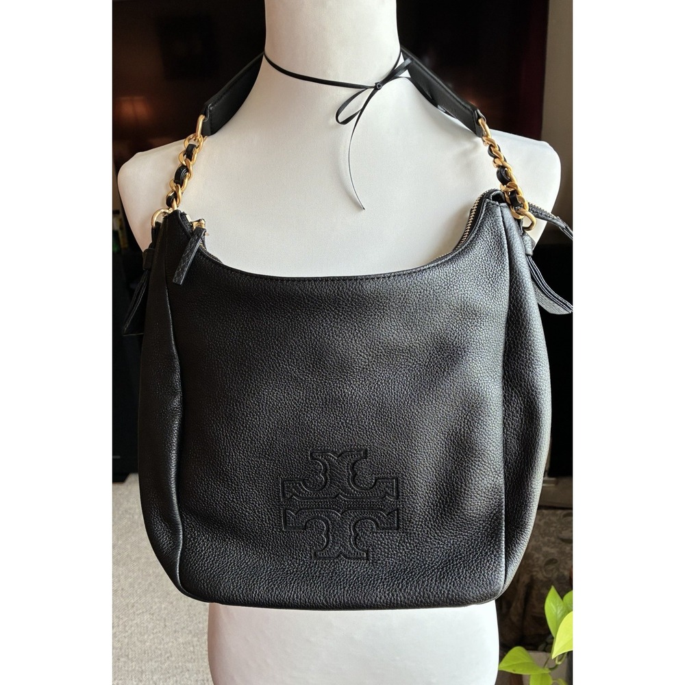 Tory Burch Black Leather Harper Hobo Bag Includes Original Dust Bag